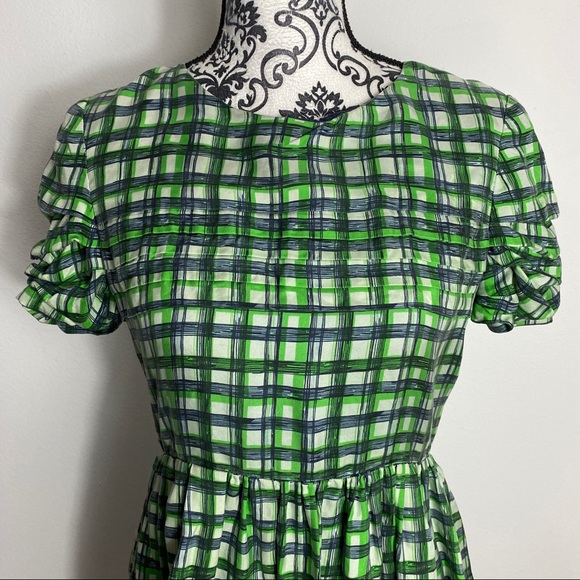 Alexander Berardi 100% Silk Gingham Prairie Dress 6 - Picture 2 of 12